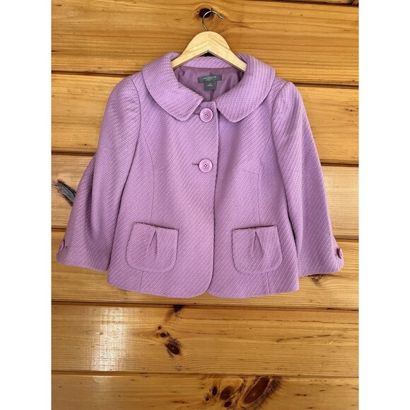 Ann Taylor Jackets & Blazers - Ann Taylor Lavender Jacket Women's Size 4 P Button Short 3/4 Sleeve Swing Coat